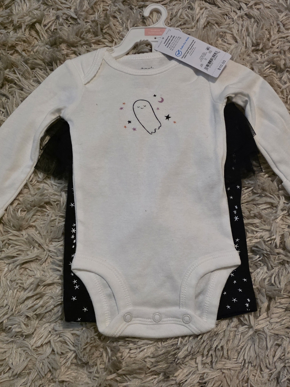 Carter's Cream Long-Sleeve Ghost Bodysuit with Star Accents